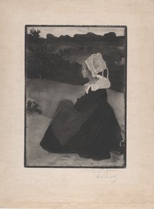 بريتون أسيس (امرأة بريتونية جالسة) ج.1893 (نقش على الأرض الناعمة وأكواتينت) بواسطة هنري ديلافالي