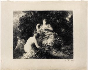 النساء الاستحمام ، لوحة متوسطة بواسطة Ignace Henri Jean Fantin Latour