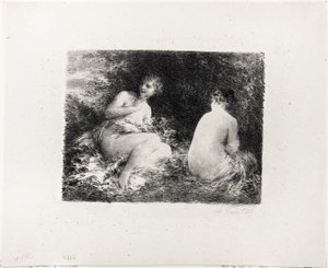 النساء الاستحمام ، ثاني لوحة متوسطة بواسطة Ignace Henri Jean Fantin Latour