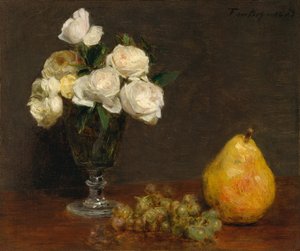 لا تزال الحياة مع الورود والفاكهة ، 1863. بواسطة Ignace Henri Jean Fantin Latour