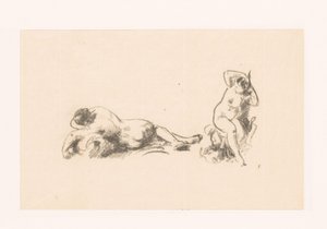 ورقة دراسة مع امرأتين عاريتين بواسطة Ignace Henri Jean Fantin Latour