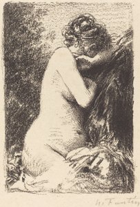 البكاء: دراسة لامرأة عارية جالسة مع صورة لليمين بواسطة Ignace Henri Jean Fantin Latour