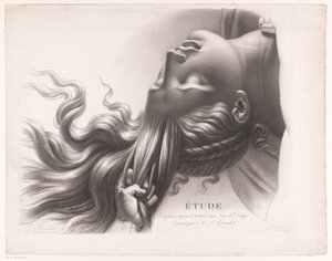رأس امرأة شابة مع نتف شعرها Étude dessinée d