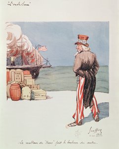 كاريكاتير العم سام في وقت الحرب العالمية الأولى ، 1915 (ليثو ملون)