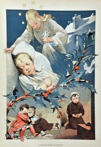 ملاك عيد الميلاد. رسم توضيحي لجين جيوفروي (1853-1924) نقش عام 1887 في "" مجلة Paris-Illustrous الأسبوعية "".