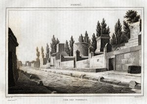 La route des tombeaux ، a Pompei ، نقش من Labrouste ، في "Italy picturesque" ، محرر Amable Coste ، باريس بواسطة هنري لوبروست