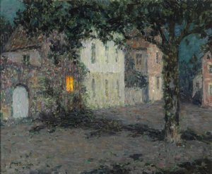 Moonlit City Square في Cherbourg ، ca 1934 بواسطة هنري لو سيدانر