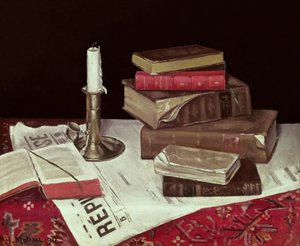 حياة صامتة مع كتب وشمعة بواسطة هنري ماتيس