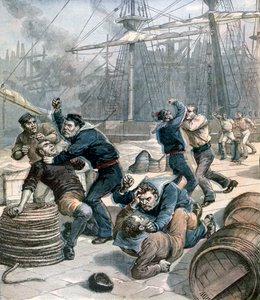 شجار بين البحارة الإنجليز والألمان في Millwall Docks ، لندن ، 1892 بواسطة هنري ماير