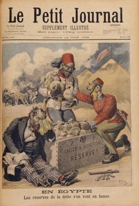 مصر: احتياطيات الدين ترتفع في الدخان ، رسم توضيحي من لو بيتيت جورنال ، 14 يونيو 1896 بواسطة هنري ماير