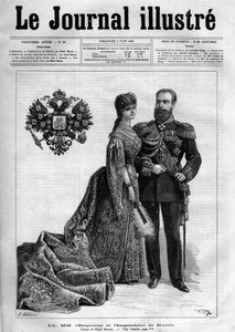 إمبراطور روسيا ألكسندر الثالث (1845-1894) وإمبراطورة الدنمارك (1847-1928) - صفحة غلاف "اليوميات المصورة" لعام 1883 - رسم هنري ماير (1844-1899) بواسطة هنري ماير