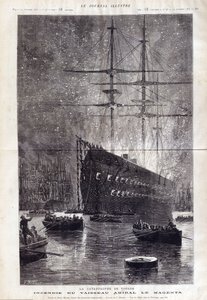 كارثة تولون: حريق الرائد "" Le Magenta "- في" "Le Journal Illustrousse" "1875 بواسطة هنري ماير
