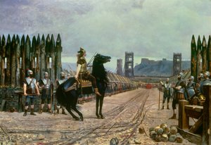 الزعيم الغالي فرسن جتريكس (72-46 قبل الميلاد) استسلم للزعيم الروماني جول سيزار (100-44 قبل الميلاد) بعد معركة أليسيا في 52 قبل الميلاد رسم هنري موت (1846-1922) 1886 - لو بوي أون فيلاي ، متحف كروزاتير - الغاليك استسلام رئيس فرسن جتريكس (72-46 قبل الميلاد)
