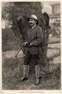 صورة هنري كودرو (1859-1899) ، أستاذ الجغرافيا ومستكشف الأمازون (البرازيل). نقش لثيريات لتوضيح القصة "" chez nos indiens ، quatre ans de voyage dans la Guiane francaise ""