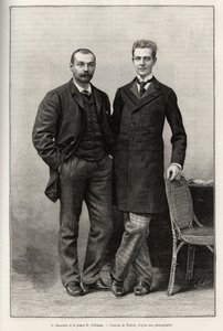 صور للمستكشفين غابرييل بونفالوت (1853-1933) ، مؤلف القصة والأمير هنري دورليانز (1867-1901) ، مصور الرحلة. نقش لثيريات ، لتوضيح قصة "من باريس إلى تونكين ، عبر التبت المجهولة" لغابرييل بونفالو (18
