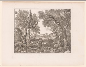 منظر طبيعي مع مدينة في الخلفية بواسطة هنري ثومان