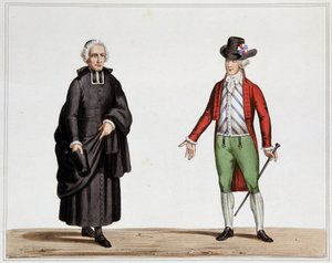 مندوب عن Clerge ورجل في الموضة من سبتمبر 1789 - طباعة حجرية للشرير ، من مجموعة الأزياء والأسلحة والأثاث للخدمة في تاريخ الثورة الفرنسية والإمبراطورية ، بقلم الكونت هوراس دي فييل كاستل ، طبعة كانسون بواسطة هنري فيلان