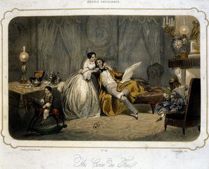 عائلة برجوازية تستريح في غرفة المعيشة - الطباعة الحجرية ، العدد 1820.