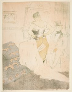 Femme en corset، conqu؟ te de passage (Woman Sting a Corset، Passing Conquest) ، من سلسلة Elles بواسطة Henri de Toulouse-Lautrec