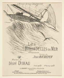 LES HIRONDELLES DE MER - ورقة غلاف للتأليف الموسيقي المطبوع (تم تعيين قصيدة Richepin على موسيقى Dihau) بواسطة هنري دي تولوز لوتريك