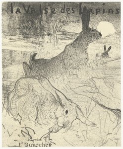 غلاف لورقة الموسيقى مع أغنية La Valse des Lapins مع الأرانب في منظر طبيعي La Valse des lapins (العنوان على الكائن) بواسطة هنري دي تولوز لوتريك