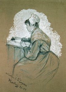 "إلى مؤلف القديس لازار ، 1886-1889" ، دراسة محتملة لرسم نُشر في "Le Mirliton" الآن في المكتبة الوطنية ، باريس (قلم رصاص وغواش) بواسطة هنري دي تولوز لوتريك