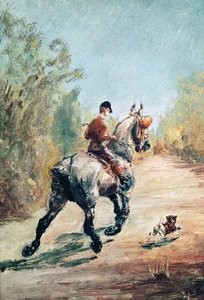 هرول فارس مع كلب صغير ، 1879