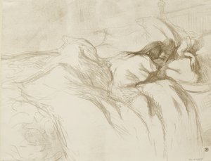 امرأة متكئة - الاستيقاظ ، 1896 بواسطة هنري دي تولوز لوتريك