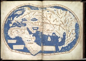 خريطة العالم ، ج. 1490 بواسطة هنريكوس مارتيلوس جرمانوس
