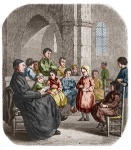 القسطرة ، نقش عام 1860 بعد لوحة هنرييت براون (السيدة جول دو ساو ، ديت) (ني هنرييت صوفي دي بوتيلر) (1829-1901).