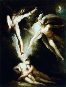 لمس الشيطان بسيف إيثوريل بواسطة يوهان هاينريش فوسلي (1741-1825) بواسطة يوهان هاينريش فوسلي