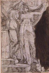 شخصيتان من الإناث تقفان على درجات السلم ، روما ، مايو 1787 بواسطة يوهان هاينريش فوسلي