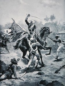 فوز الملازم روبرتس برصيد رأس المال ، الثاني من يناير 1858 ، رسم توضيحي من "تاريخ الأمة" (ليتو) بواسطة هنري باين