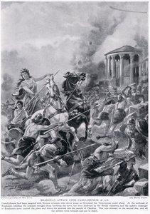 هجوم Boadicea على Camulodunum في 60 بعد الميلاد ، من `` قصة هاتشيسون للأمة البريطانية &39;&39; ، c.1920 بواسطة هنري أ. باين