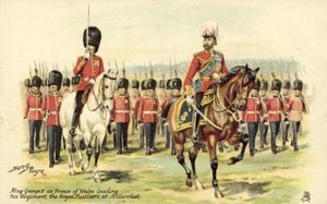 الملك جورج الخامس بصفته أمير ويلز يقود فوجه ، Royal Fusiliers ، في ألدرشوت بواسطة هنري أ. باين