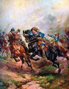 "فرسان الأمير روبرت يشحنون في إدجهيل عام 1642" ، عام 1920 بواسطة هنري أ باين