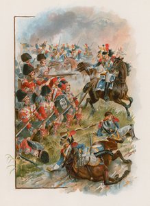 ساحة المرتفعات الثانية والأربعين التي اتهمها cuirassiers الفرنسيون في Quatre Bras ، 16 يونيو 1815 (chromolitho) بواسطة هنري أ. باين