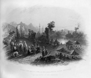 حجاج مكة الحجاج نزلوا بالقرب من أنطاكية ، على ضفاف العاصي ، تركيا ، 1841.