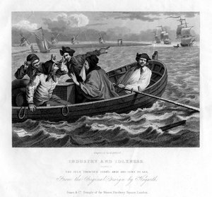 استدار البرنتيس الخامل وأرسل إلى البحر ، اللوحة الخامسة للصناعة والخمول ، 1833. بواسطة هنري أدلارد