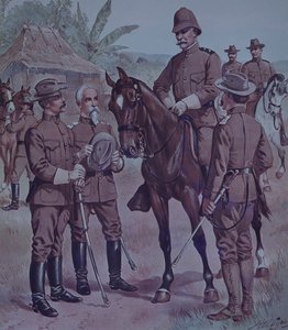 Spanish-American War 1898, US troops, mounted Gen Lawton, Commander Second Division, 5th Army Corps, in Cuba