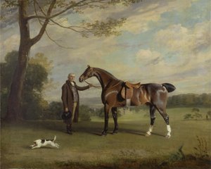 The Earl of Shrewsbury&39;s Groom Hold a Hunter، c.1800 (زيت على قماش) بواسطة هنري برنارد شالون