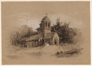 الكنيسة في المناظر الطبيعية ، 1800s. بواسطة هنري برايت