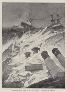 المناورات البحرية ، منظر لقوس HMS Repulse في بحر رئيسي قبالة الساحل الأيرلندي بواسطة هنري تشارلز سيبينجز رايت