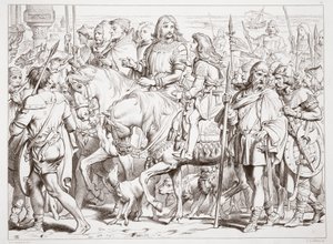 كيف يدخل Hereward القلعة المكرسة للقديس Bertin ، توضيح من Hereward the Great بواسطة Charles Kingsley ، الحانة. عام 1870 ، نقشها سي جي لويس (نقش ألواح الصلب) بواسطة هنري كورتني سيلوس