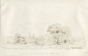 Lichfield - North View (بعيد): الرسم بالقلم ، و [1788-1855] (رسم) بواسطة هنري كرزون ألبورت