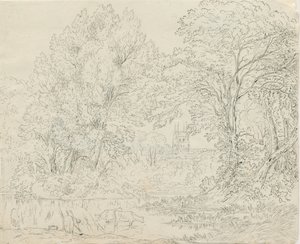 Tamworth - منظر ريفي: رسم بالقلم والحبر ، بدون تاريخ [1788-1855] بواسطة هنري كرزون ألبورت