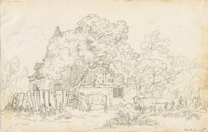 Yoxall - Old Farm House: رسم بالقلم الرصاص ، بدون تاريخ [c 1815] بواسطة هنري كرزون ألبورت