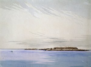 قديم Mackinaw ، مع الحصن الفرنسي ، 1842 (مرحاض على ورق)