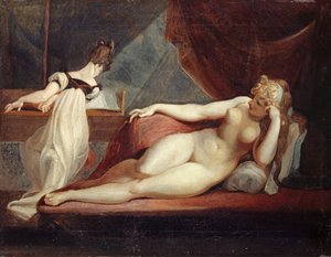 مستلق عاري وامرأة في البيانو ، 1799-1800