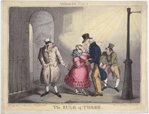 قاعدة الثلاثة ، اللوحة 7 من الحساب ، 1822 (النقش الملون باليد)